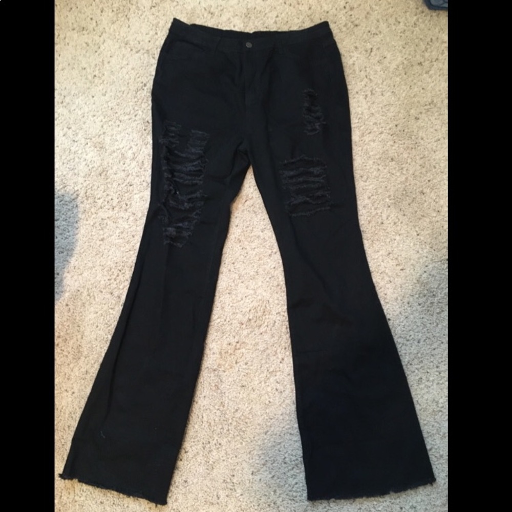 Flamingo distressed flare bell bottoms